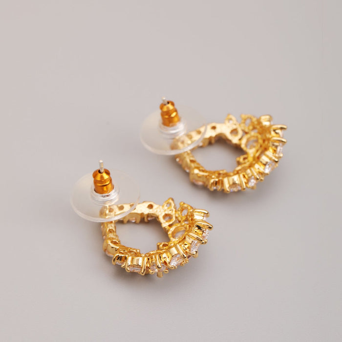 925 Silver Needle Water Drop Gem Earrings