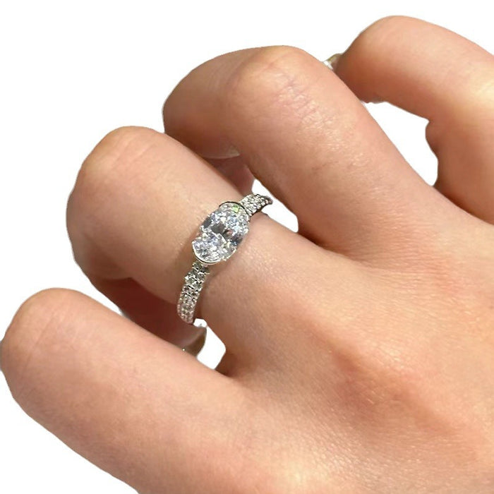 925 Silver Oval 6×9 mm White Samurai Ring