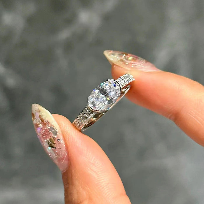 925 Silver Oval 6×9 mm White Samurai Ring