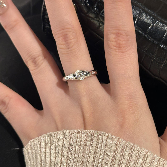 925 Silver Plated White Gold 1-Carat High Carbon Diamond Ring