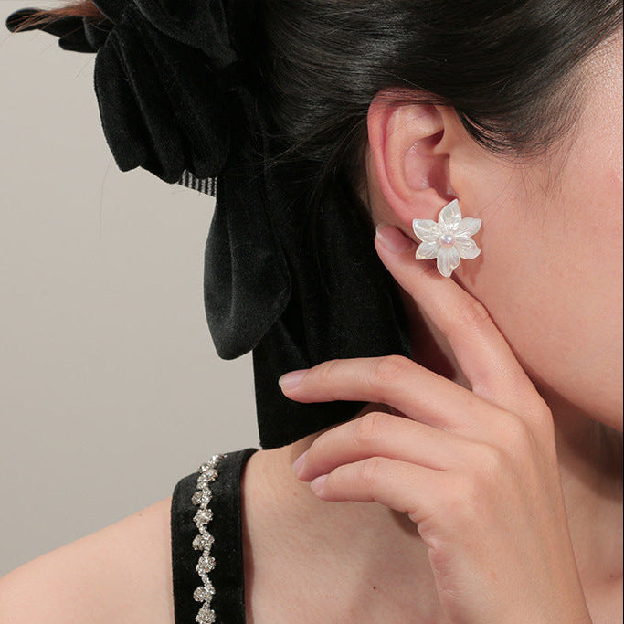 925 Silver White Orchid Natural Pearl Stud Earrings