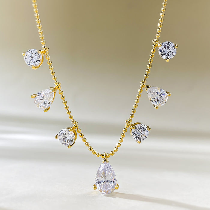 925 Sterling Silver-plated 6 * 9 pear-shaped water drop fringe necklace