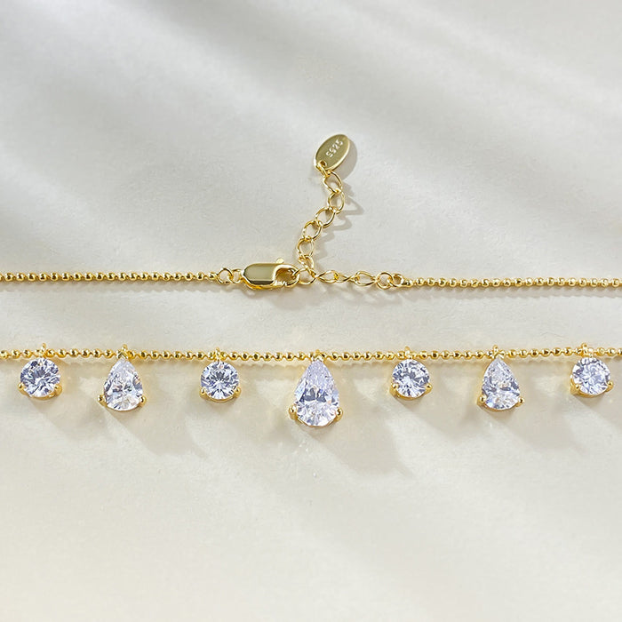 925 Sterling Silver-plated 6 * 9 pear-shaped water drop fringe necklace