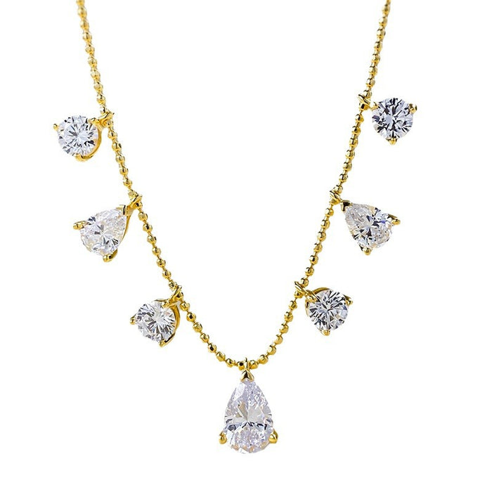 925 Sterling Silver-plated 6 * 9 pear-shaped water drop fringe necklace