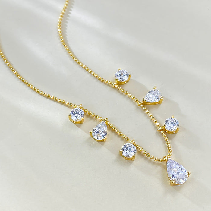 925 Sterling Silver-plated 6 * 9 pear-shaped water drop fringe necklace