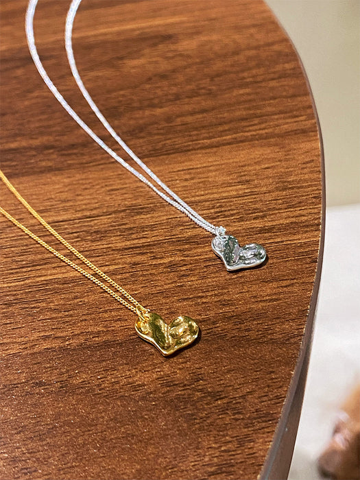 925 Sterling Silver Gold-Plated Wave Heart Necklace