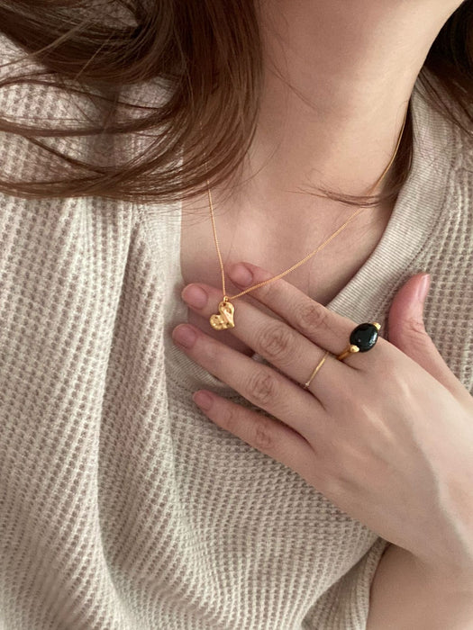 925 Sterling Silver Gold-Plated Wave Heart Necklace