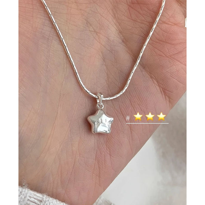 925 Sterling Silver Lucky Smile Star Necklace