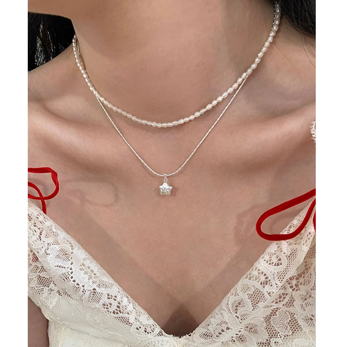 925 Sterling Silver Lucky Smile Star Necklace