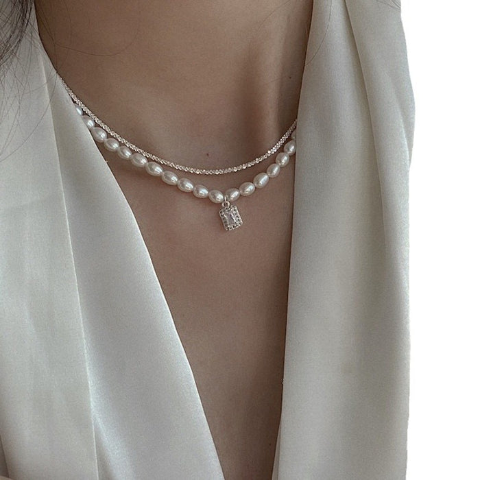 925 Sterling Silver Natural Pearl Necklace