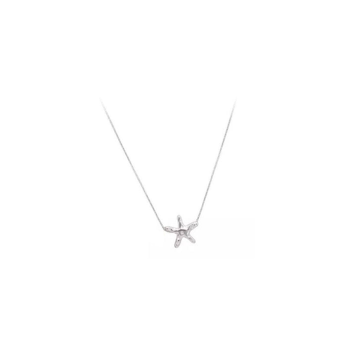 925 Sterling Silver Textured Lava Starfish Necklace
