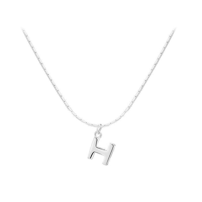925 Sterling Silver Three-Dimensional H-Letter Necklace