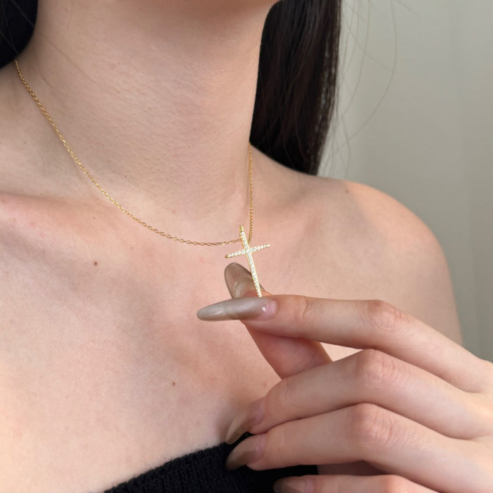 925 Sterling Silver Very Fine Cross Necklace