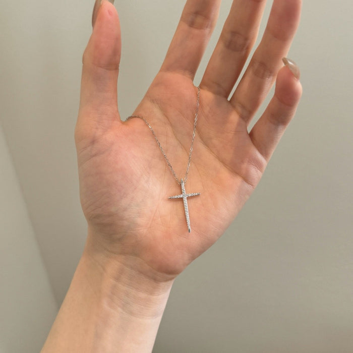 925 Sterling Silver Very Fine Cross Necklace