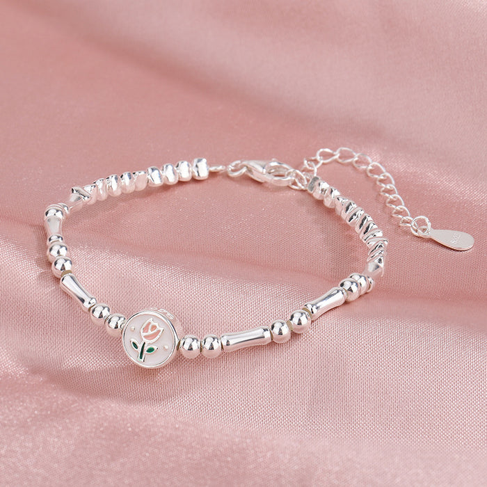 925 silver tulip slub bracelet