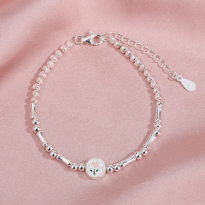 925 silver tulip slub bracelet