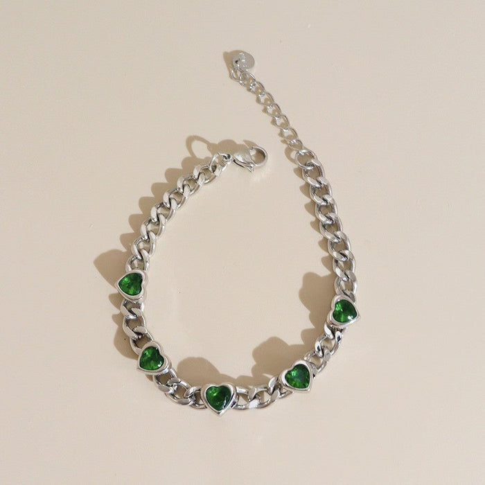 Stainless Steel Colorful Heart-Shaped Bracelet