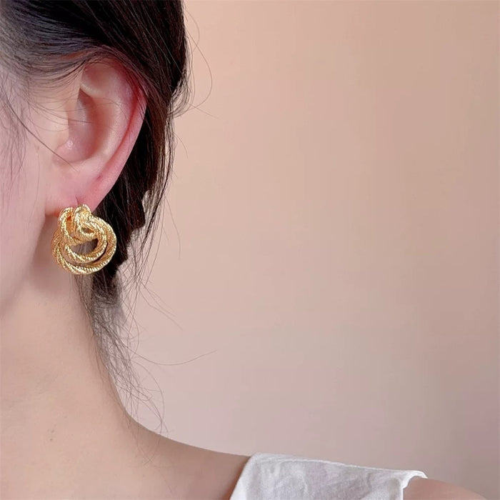 Brass 925 Silver Needle Braided Wrap Earrings