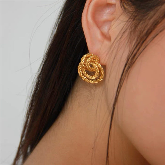 Brass 925 Silver Needle Braided Wrap Earrings