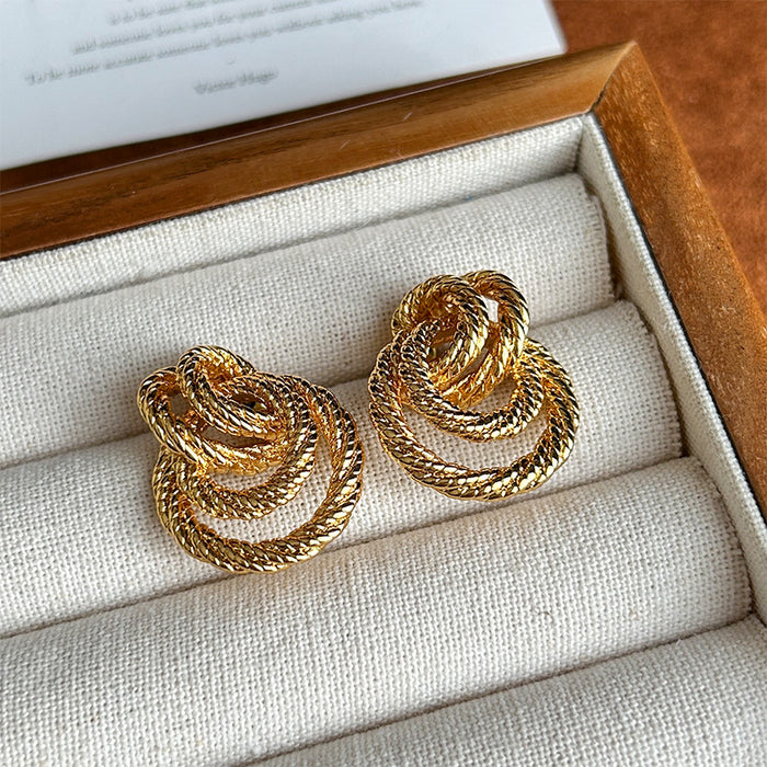 Brass 925 Silver Needle Braided Wrap Earrings