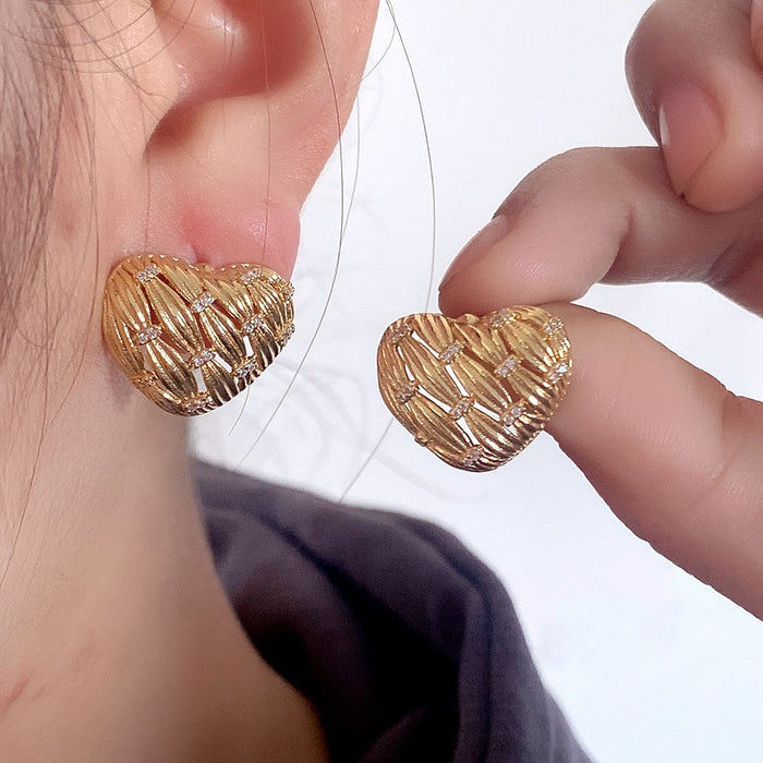 Brass French Love Hollow Earrings