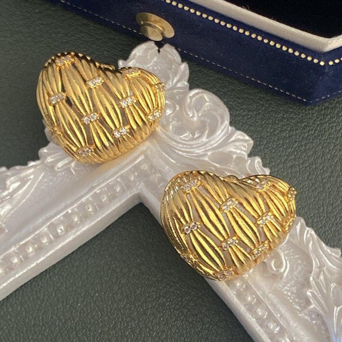 Brass French Love Hollow Earrings