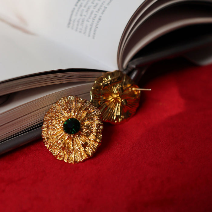 Brass medieval high texture texture stud earrings