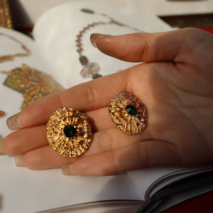 Brass medieval high texture texture stud earrings