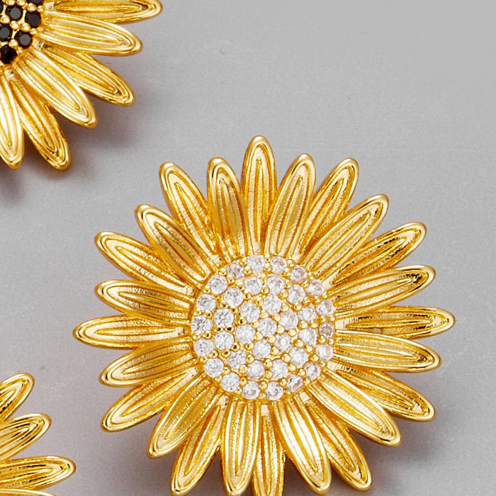 Brass sunflower sunflower diamond earrings