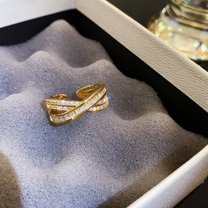 Cross Rose Gold Open Ring