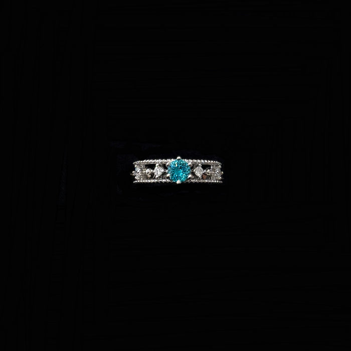 925 Silver 1-Carat Blue Diamond Firework Cut Ring