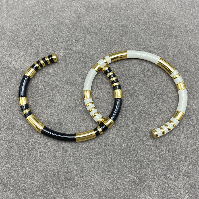 Enamel color matching brass bracelet