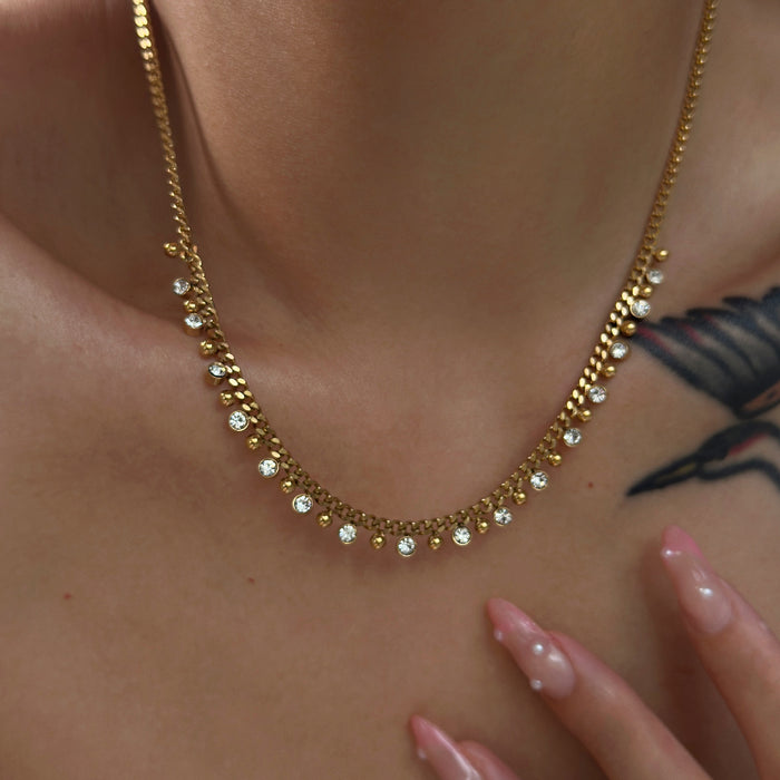 Fried Chicken Exquisite~ Small Golden Ball Tassel Necklace