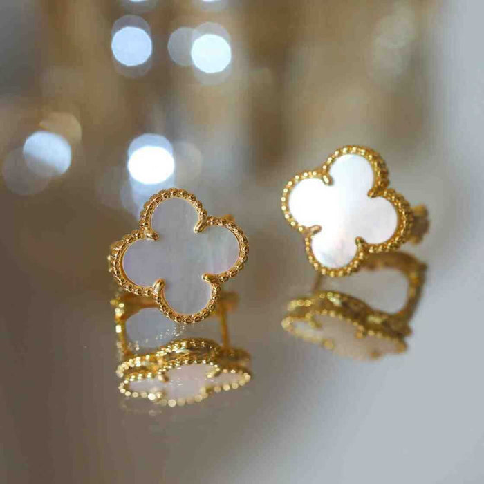 Fritillary four-leaf clover stud earrings