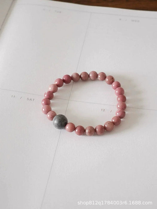 Gray pink natural rosestone map stone bracelet
