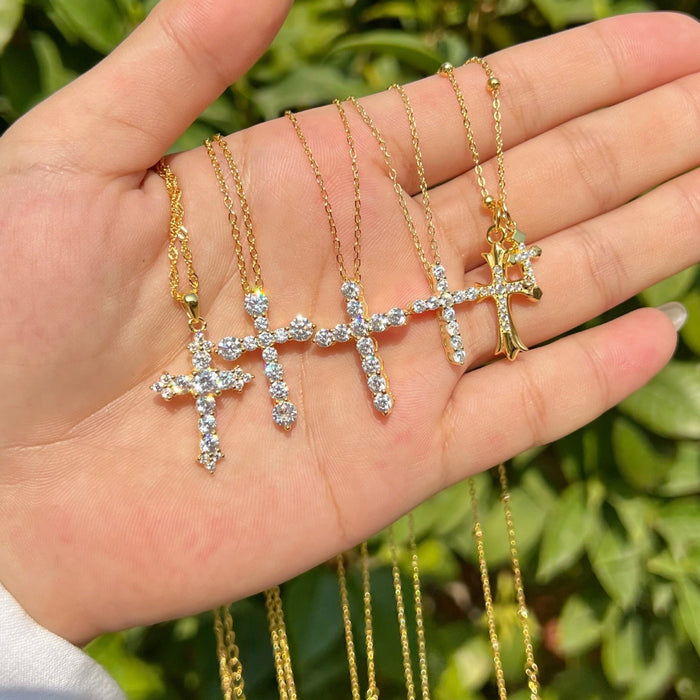 S925 Sterling Silver Gold-Plated Cross Necklace