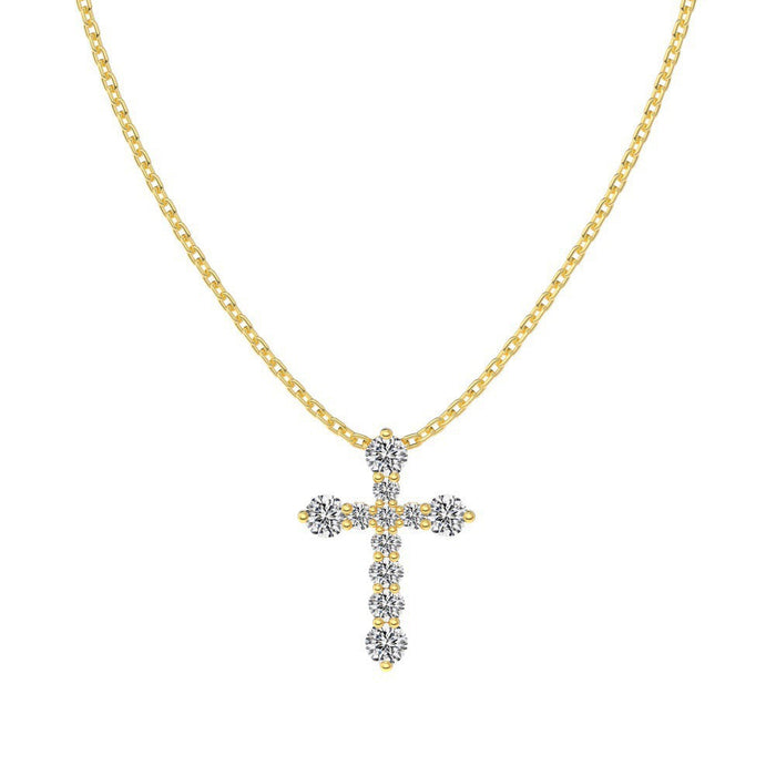 S925 Sterling Silver Gold-Plated Cross Necklace