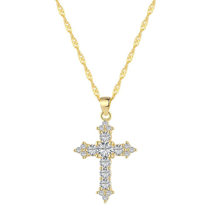 S925 Sterling Silver Gold-Plated Cross Necklace