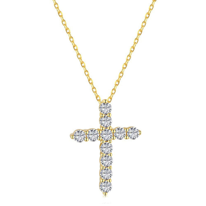 S925 Sterling Silver Gold-Plated Cross Necklace