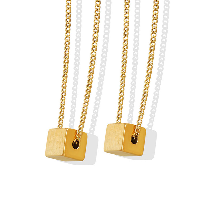 Minimalist Square Brass Brushed Necklace Earrings