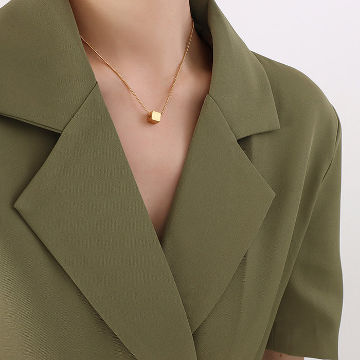 Minimalist Square Brass Brushed Necklace Earrings