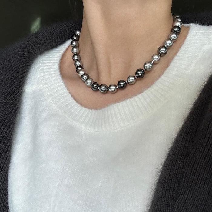 Mixed Gray-Green Artificial Pearl Necklace