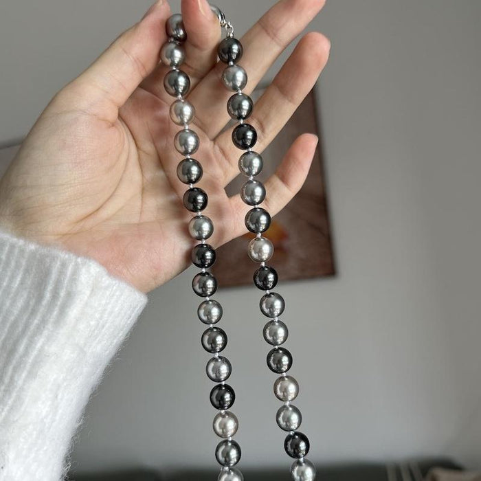 Mixed Gray-Green Artificial Pearl Necklace
