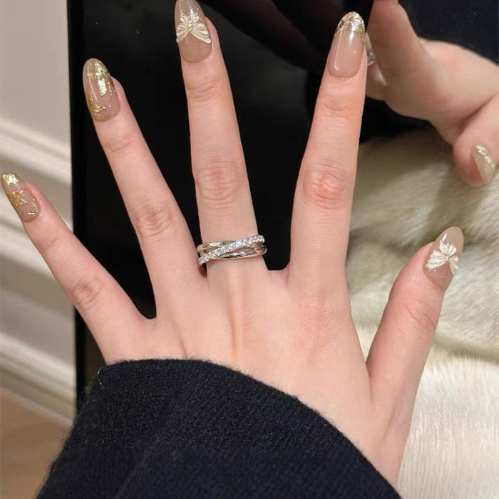 S925 silver three-ring winding ring line ring