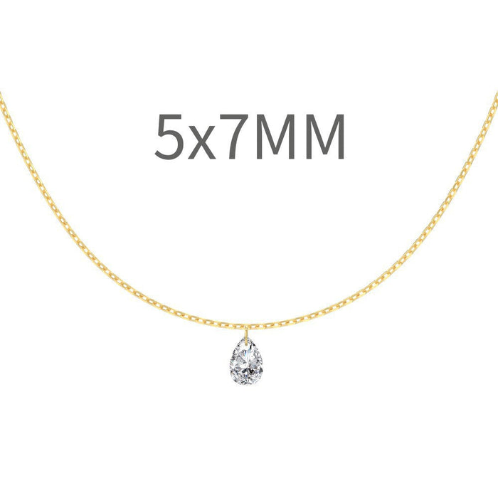 S925 Sterling Silver Tassel Oval Water Drop Wedding Necklace