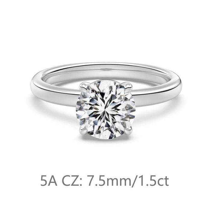 S925 Sterling Silver Single Main Diamond Proposal Wedding Ring