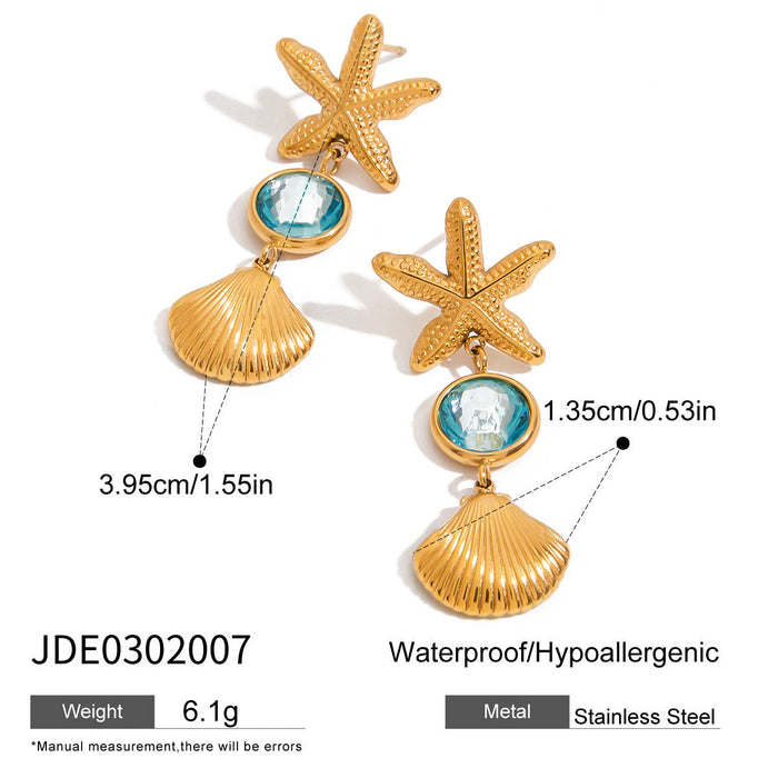 Ocean Design Stainless Steel Earrings Ring Necklace