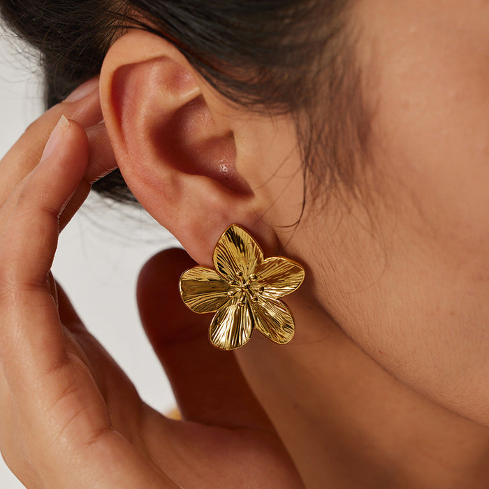 Stainless steel gold and silver flower earrings