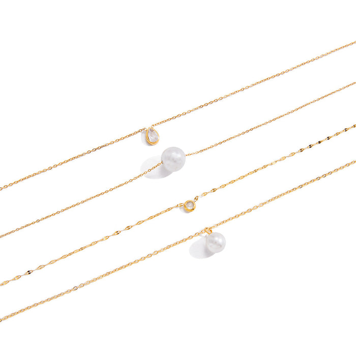 Titanium steel imitation pearl necklace