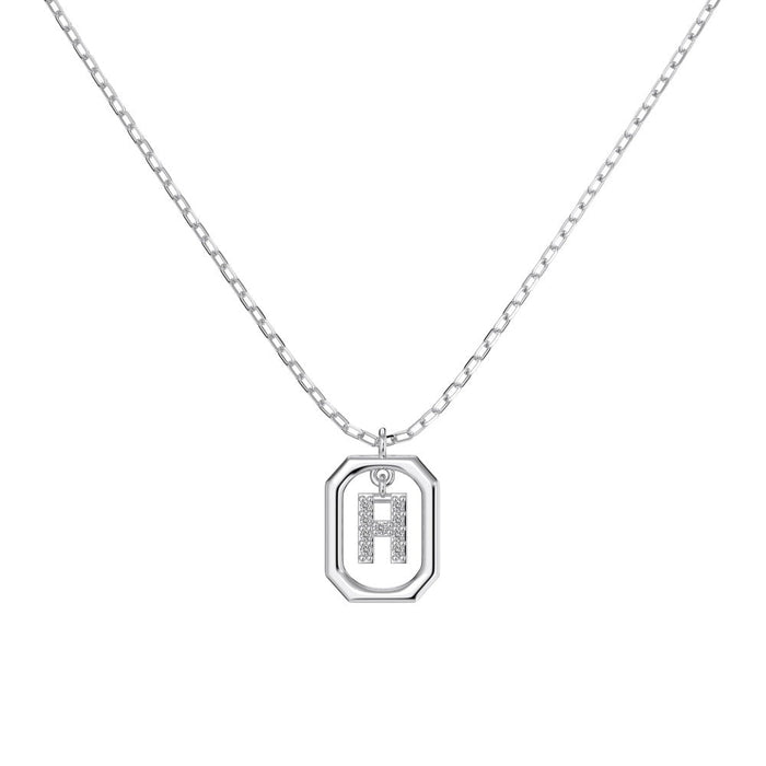 S925 Sterling Silver Hollow Pendant 26 Letter Necklace